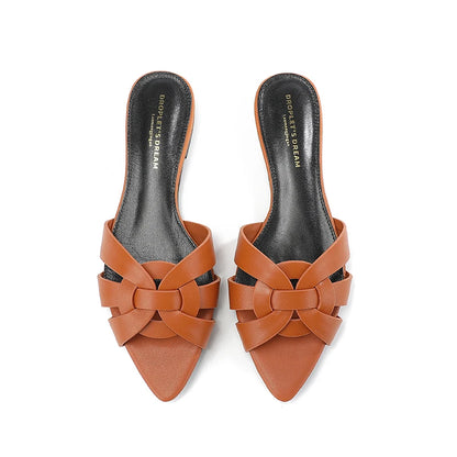 2025 sexy pointed cowhide flat sandals, easily light up your summer shoe cabinet, suitable for summer dates and office work