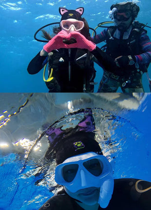 Cappuccio da sub con orecchie di gatto Cappuccio da muta in neoprene da 3 mm Cuffia da nuoto da donna carina per il surf Snorkeling Sport acquatici Cappello da sub da surf