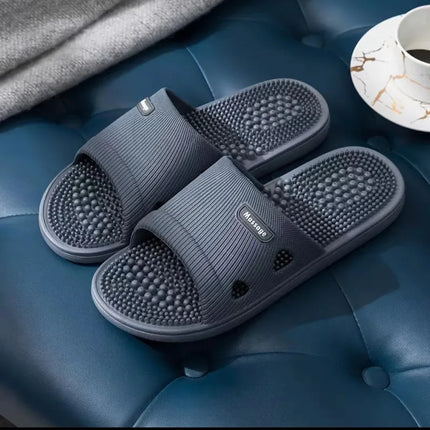 Pantofole da uomo in tinta unita da bagno sandali da massaggio antiscivolo da donna semplici scarpe da salute con fondo morbido Zapatillas Casa Hombre