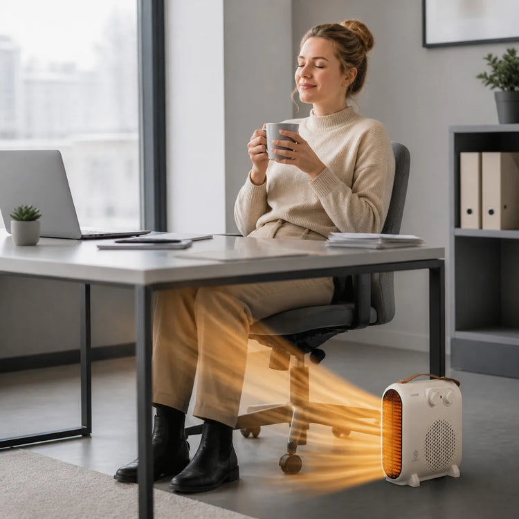 2000W Portable Ceramic Heater with Adjustable Thermostat, 3 Operating Modes and Anti-Tipping Protection, Silent Electric Heater for Home and Office