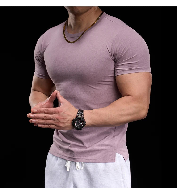 Abbigliamento da allenamento fitness da palestra da uomo T-shirt sportiva attillata a maniche corte