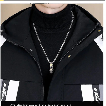 Men's Casual Wool Lined Thickened Hooded Set Fashionable Warm Sweatshirt Jacket Trendy Autumn Winter Men 2 Piece