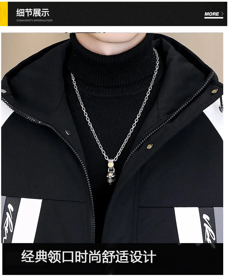 Men's Casual Wool Lined Thickened Hooded Set Fashionable Warm Sweatshirt Jacket Trendy Autumn Winter Men 2 Piece