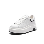 ZXRYXGS 2025 Spring Genuine Leather  Breathable Comfortable Shoes Woman New Thick Sole Wedges Increase Casual Sneakers White