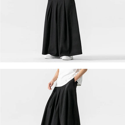 Pantaloni Larghi Samurai Giapponesi da Uomo in Cotone e Lino, Comodi e Casual, Stile Harun, Taglie Fino a 5XL
