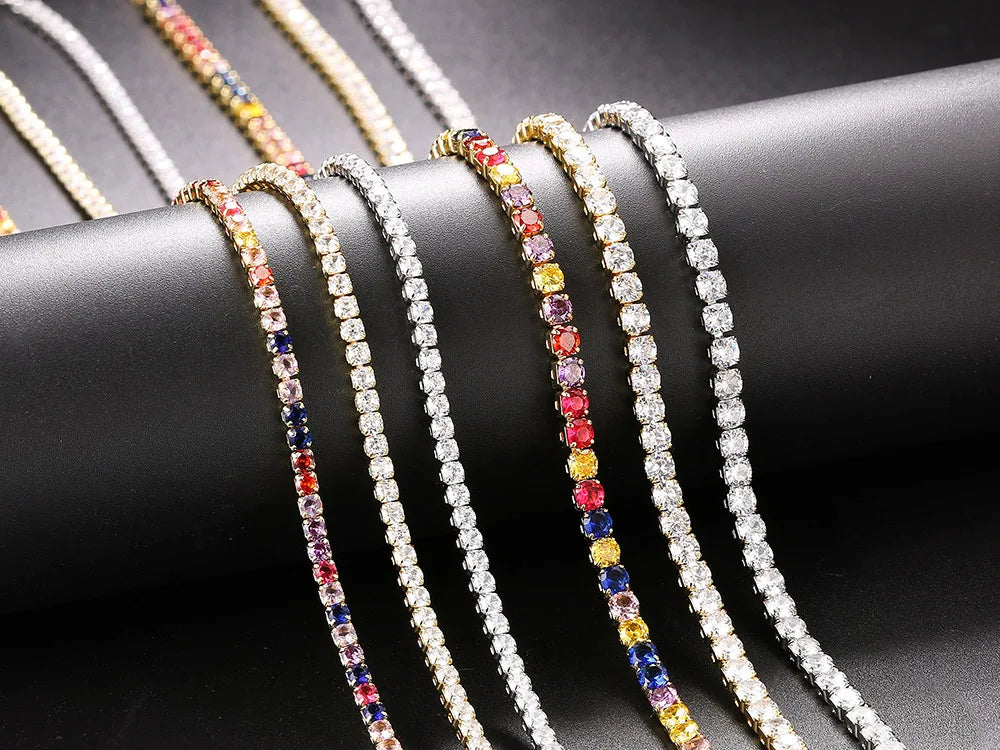 Collana a catena da tennis ghiacciata Hip Hop per uomo donna lusso zircone cubico cristallo corto collo rock accessori gioielli OHN016