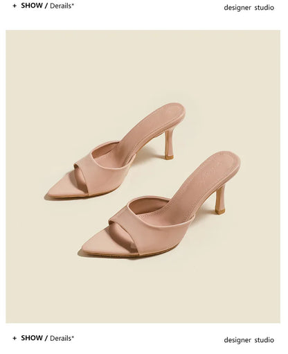 Sexy Pointy Toe Thin High Heels Slippers For Ladies Elegant Style Summer Slip-on Outdoor Walking Sandals Mules Women Party Shoes