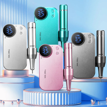 Professional 35000 RPM Electric Nail Drill Portable Rechargeable Nail File Machine for Salon Home DIY Nail Art Great Gift for La