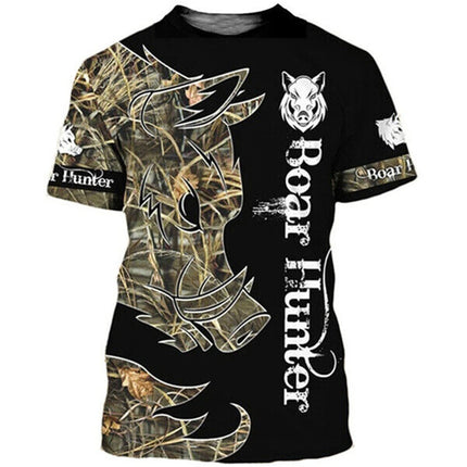 Men's Camo Hunting Wild Boar 3D Print T-Shirt Sport Short Sleeve Tee Tops Casual O Neck Streetwear T-shirt Men's Clothing