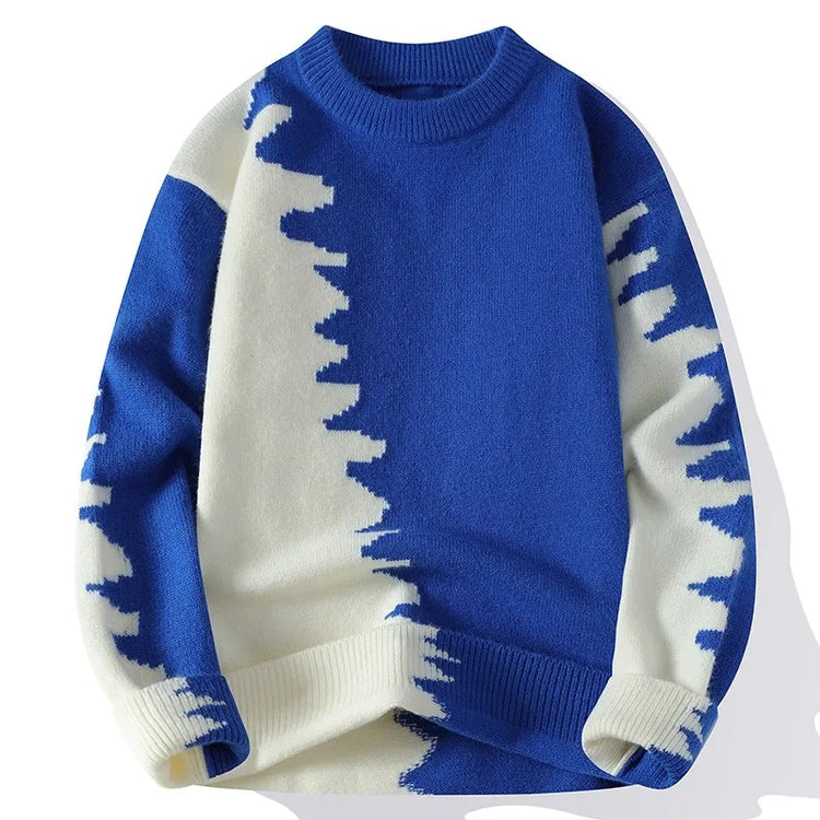 Dragon Graffiti Color blocked Fashion Knitted Sweaters Men's Knitwear Warm Pullover High Quality Mens Casual Loose Male Jumpers