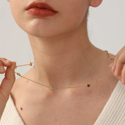 LUXUSTEEL Neckalce For Women No Fade Colorful Crystal Pendant  Lady Girls Accessories 2022 Hot Sale Long Chains Necklaces PlatiNum