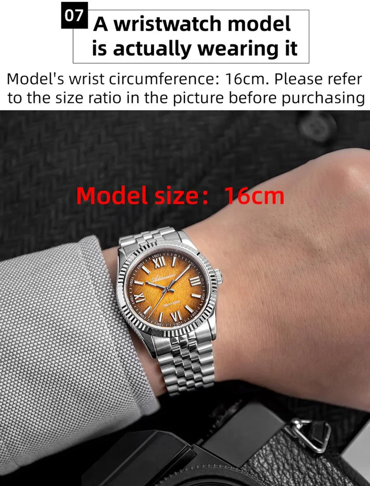ADDIESDIVE 36mm AD2512 Watch For Men BGW9 Luminous Jubilee Strap 100m Waterproof Sapphire Glass VH31 Movement Quartz Watch Reloj