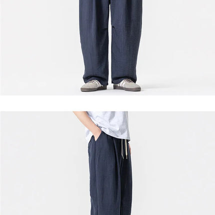 Pantaloni Leggeri e Sottili da Uomo, Traspiranti, Tinta Unita, Stile Harajuku, Gamba Larga, Casual, Oversize, Moda Harem, Streetwear Maschile