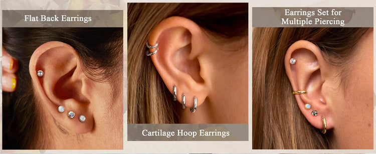 Set di 6 Paia di Orecchini per Piercing Multipli, Piccoli Orecchini a Cerchio, Orecchini a Perno con Zirconi, Opale e Perla per Donne platinumshop