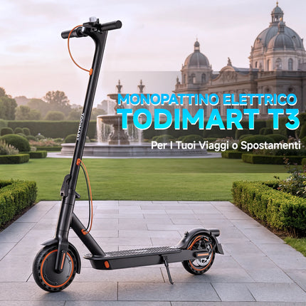 Monopattino Elettrico TODIMART T3 Smart APP, Motore Potente 350W (500W di Picco), Batteria 36V 7.8Ah, Autonomia 20-35KM, Scooter Elettrico per Adulti con Doppio Freno