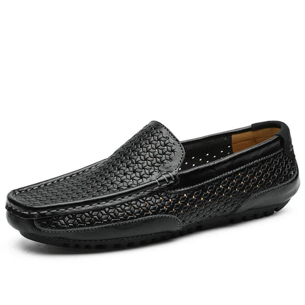 Mocassini da Uomo Estivi 2026 in Vera Pelle di Lusso, Scarpe Casual Traspiranti con Intaglio, Slip-on da Guida