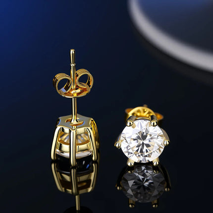 100% Real Sterling Silver S925 Moissanite Earrings Stud  With 2 Certificate D VVS1 Pass Diamond Test Pen For Women Men Jewelry PlatiNum