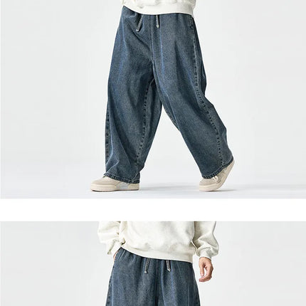 Pantaloni in Denim Primaverili da Uomo, Jeans Larghi Casual Lavati Stile Streetwear, Pantaloni Moda Y2K Oversize Harajuku Punk a Vita Alta