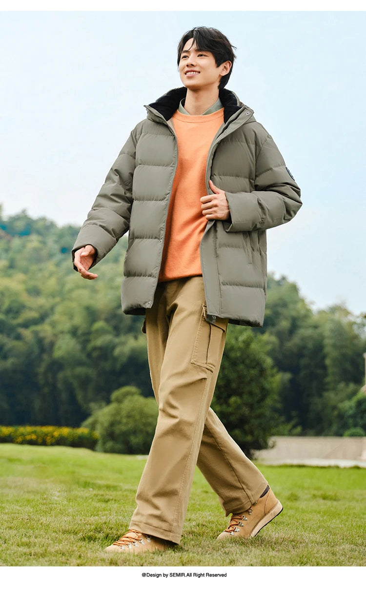 Semir Down Jacket Men 2026 Winter New Hooded Mid-Length Thick Versatile Coat
