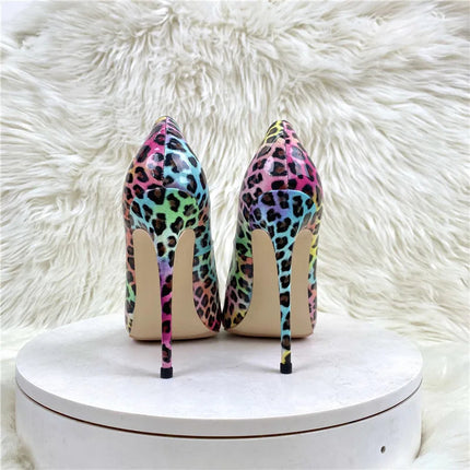 Moda Leopard Print 8cm 10cm 12cm Décolleté Donna Punta a punta Stiletto Sexy Celebrity Night Club Party Scarpe col tacco alto di grandi dimensioni platinumshop