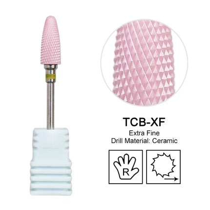 Pink Ceramic Carbide Nail Drill Bits Milling Cutter For Gel Polish Remover Electric Nail Machine Polishing Peeling File Home Salon Manicure Pedicure Accessories