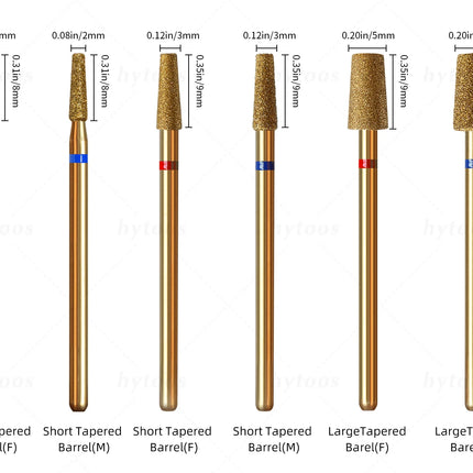 HYTOOS 5Pcs/Set Titanium Nail Drill Bits Diamond Cuticle Clean Nail Bit Professional Safety Cuticle Dead Skin Nail Cleaner Tool