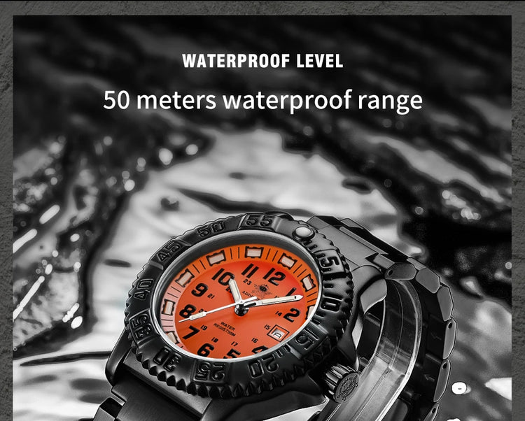 ADDIESDIVE 44mm Men's  Wrist Watch 50m Water Resistant Large Luminous Dial Date Display Stainless Steel Men's Quartz Watch