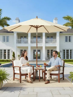 Ombrellone da Patio Grande 3M, Telo in Poliestere Impermeabile e Resistente all'Usura, Parasole Regolabile in Altezza per Giardino, Caffè, Spiaggia
