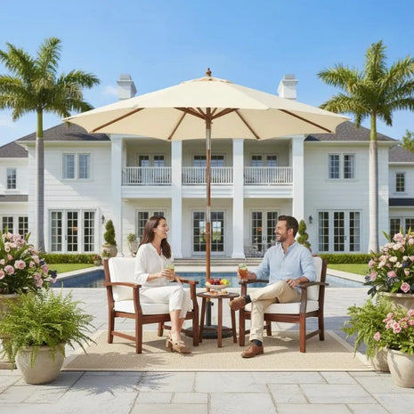 Ombrellone da Patio Grande 3M, Telo in Poliestere Impermeabile e Resistente all'Usura, Parasole Regolabile in Altezza per Giardino, Caffè, Spiaggia