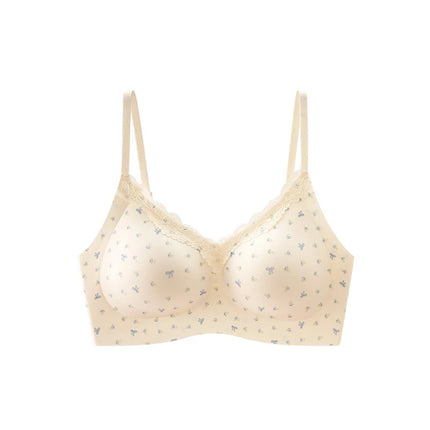 FallSweet French Floral Wireless Push Up Bra for Women Sweet Lace Bralette with Small Breasts Anti-sagging Brassiere Lingerie