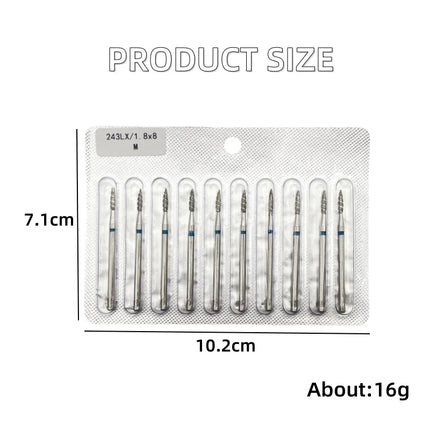 10Pcs Tornado Flame Diamond Nail Drill Bit Fine&Medium Grit Size Manicure Cutters Rotary Burr Drill Accessories Spiral Nail Tool2028 Nail Tools