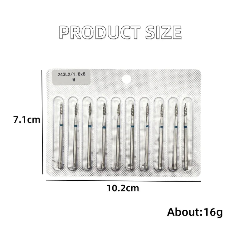 10Pcs Tornado Flame Diamond Nail Drill Bit Fine&Medium Grit Size Manicure Cutters Rotary Burr Drill Accessories Spiral Nail Tool2028 Nail Tools
