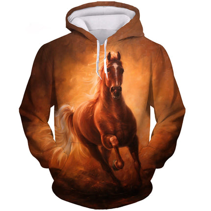 Fashion Horse Hoodies Animal 3D Print Men Women Autumn Casual Hooded Sweatshirts Oversized Harajuku Pullovers Man Tops Clothing