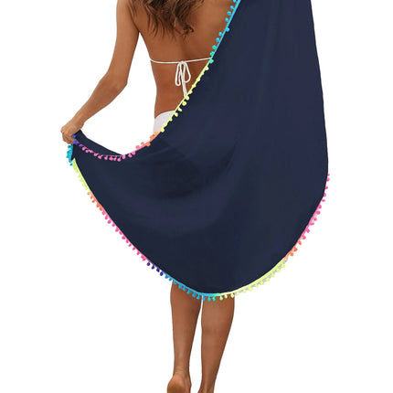 Sarong da Spiaggia per Donna, Sexy Copricostume in Rete Trasparente con Frange Colorate platinumshop