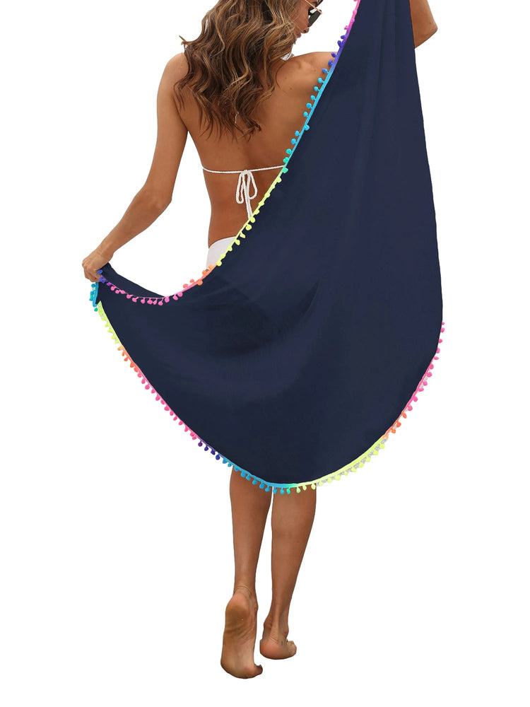 Sarong da Spiaggia per Donna, Sexy Copricostume in Rete Trasparente con Frange Colorate platinumshop