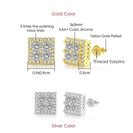 Rock Hip Hop ghiacciato orecchino a perno per uomo uomo Set completo zircone oro Piercing accessori per l'orecchio Punk Hippie Trend gioielli Dropship platinumshop