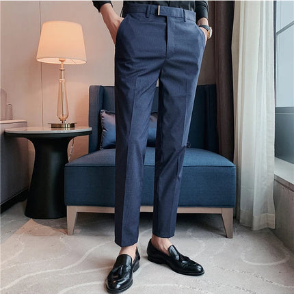 Pantaloni da abito da uomo primavera autunno Moda stile britannico Business Office Pantaloni eleganti da uomo Pantaloni da uomo slim fit a righe di alta qualità