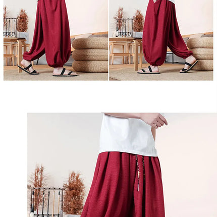Pantaloni da uomo in seta ghiaccio, stile cinese, vestibilità ampia, alla moda, estivi, casual, sportivi, modello lanterna, taglie forti fino alla 8XL - Offerta imperdibile!
