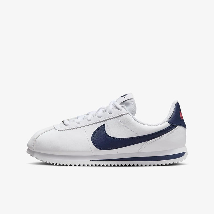 Scarpe casual basse Nike Cortez Basic Sl in pelle sintetica, versatili, alla moda, resistenti all'usura, bianche e blu 904764-106
