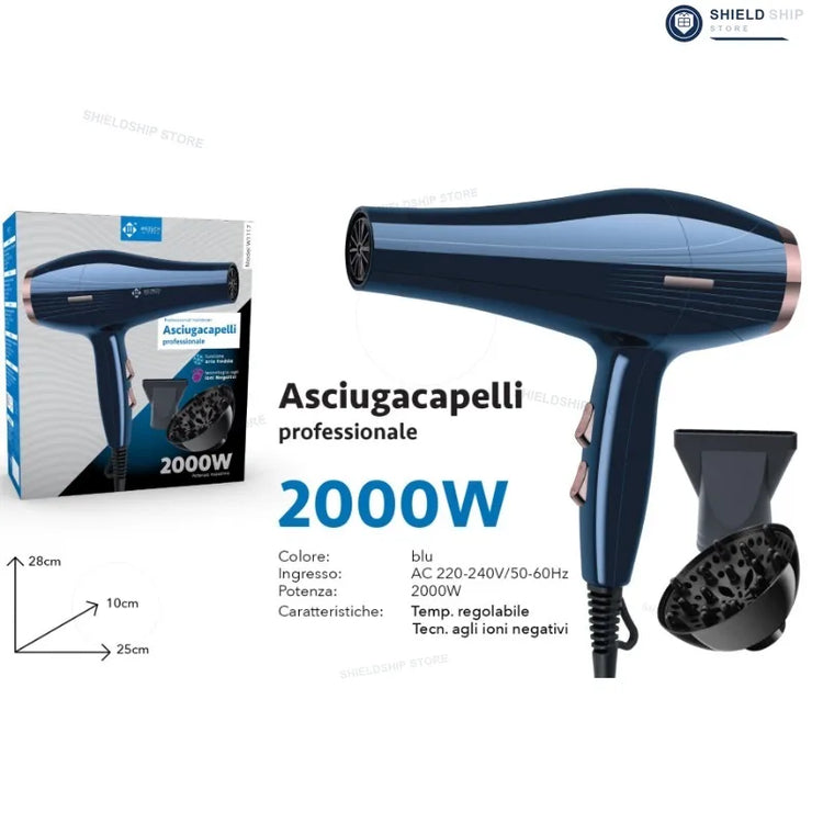 Professional Hair Dryer 3000W High Power Blow Dryer with Adjustable Temperature & Speed Settings, Cool Air Function, Ionic Technology, Fast Drying Styling Tool with Concentrator Nozzles for Home Salon Use