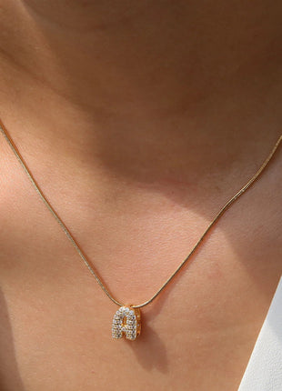 Fashion Tiny CZ Zircon Initial Alphabet Pendant Neckalce Gold Plated Stainless Steel A-Z Letter Necklaces Birthday Gifts Jewelry PlatiNum