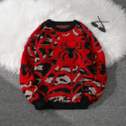Autumn and Winter Velvet Spider Jacquard Double-Sided Pattern Pullover Sweater Casual Round-Neck Knit Men's Pullover Sweater Suitable for Daily Wear, Unisex Outerwear