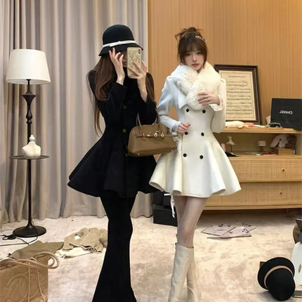 Hepburn Preface Pinch Waist and Clip Cotton Wool Coat 2025 Winter New Item Rich Heiress Thick Woolen Coat Coat Commuting Jacket