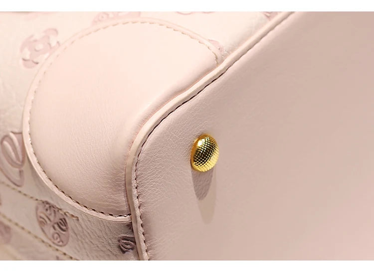 2024 borsa a secchiello portatile in pelle dolce e di lusso con stampa floreale delicata e sciarpe bella borsa a tracolla da donna