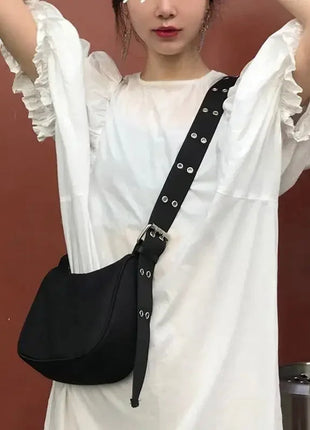 Women Armpit Bag New Nylon Bucket Fashion Solid Zipper SOFT Shoulder Bag Purses and Handbags Luxury Designer Black Tote Bag PlatiNum