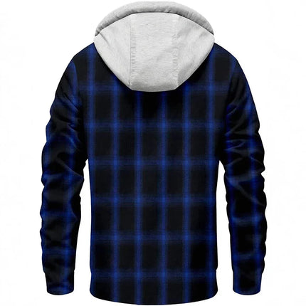 Plus Fleece Warm Plaid Hooded Jacket Men Y2K Street Loose Cardigan Hoodies Man Autumn Winter Thicken Single Breasted Casual Coat