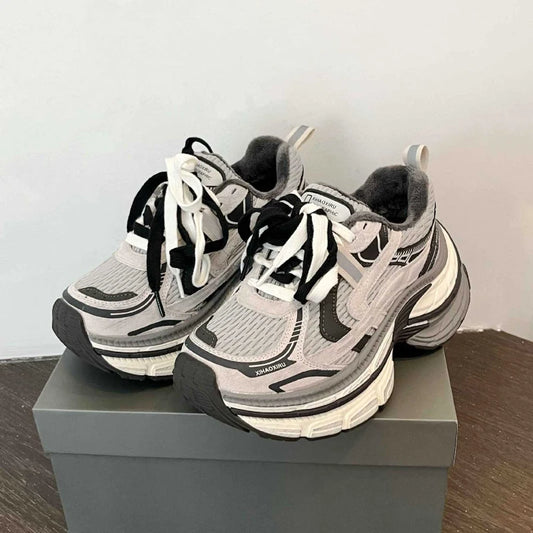 Stylish Platform Sneakers Warm Flat Shoes For Winter Comfortable Platform Shoe With Added Height Distressed Casual Running Shoes