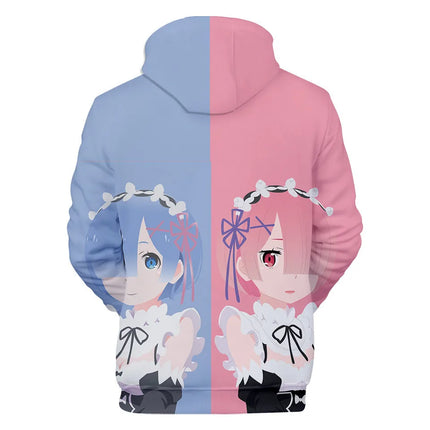 Harajuku Hip Hop Comfortable Re ZERO Rem Ram 3D print Hoodies Sweatshirts Men/Women Sweatshirt Adult/Child Casual Pullovers