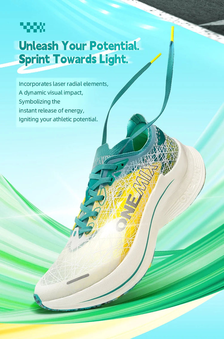 ONEMIX Scarpe da corsa con piastra in carbonio per uomo Assorbimento degli urti Scarpe sportive ultraleggere Rimbalzo Scarpe da ginnastica da maratona per donna all'aperto PlatiNum