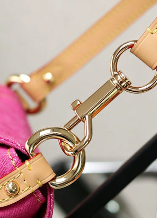 Borsa a Tracolla Mini in Tela Fucsia con Arricciature, Lussuosa Borsa Multifunzione con Tracolla Regolabile in Pelle